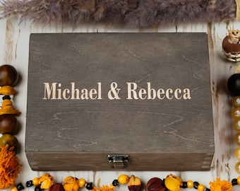 Custom Keepsake Box - Personalized Couples' Memory Chest, Engraved Wedding Gift, Anniversary Treasure Box