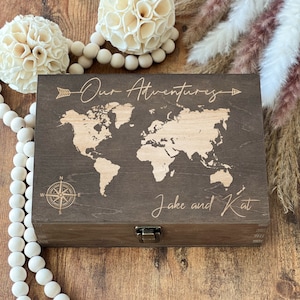 Our Adventures Box, Merry Christmas, Wooden Box, Custom Box, Keepsake Box, Memory Box, Wooden Anniversary Gift, Engraved Box, Travel Gifts image 5