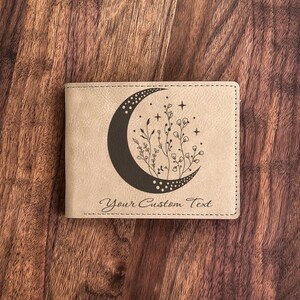Moon Design kunstleren portemonnee: op maat gegraveerd heksencadeau afbeelding 4