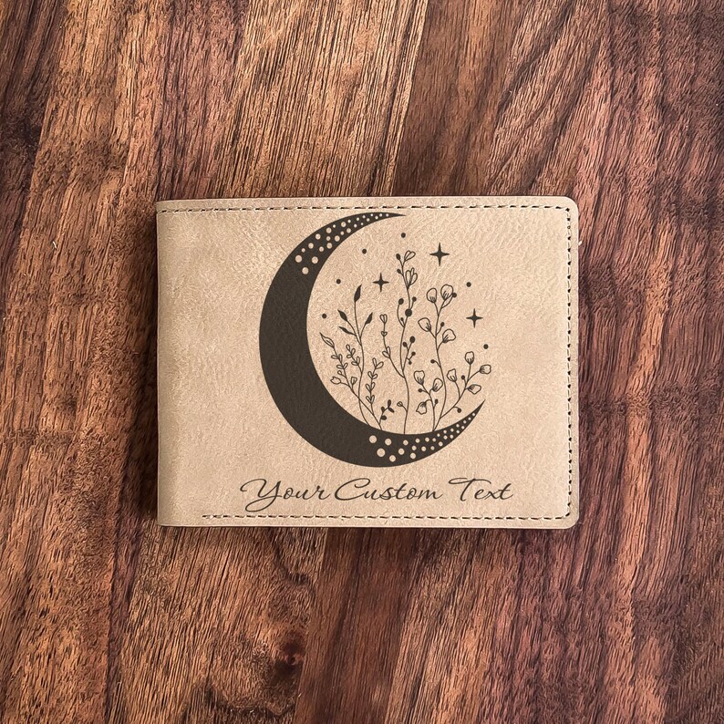 Moon Design kunstleren portemonnee: op maat gegraveerd heksencadeau afbeelding 4