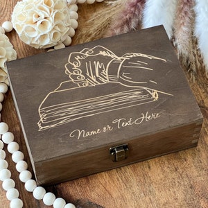 Personalized Baptism Keepsake Box, Laser Engraved Wooden Memory Box