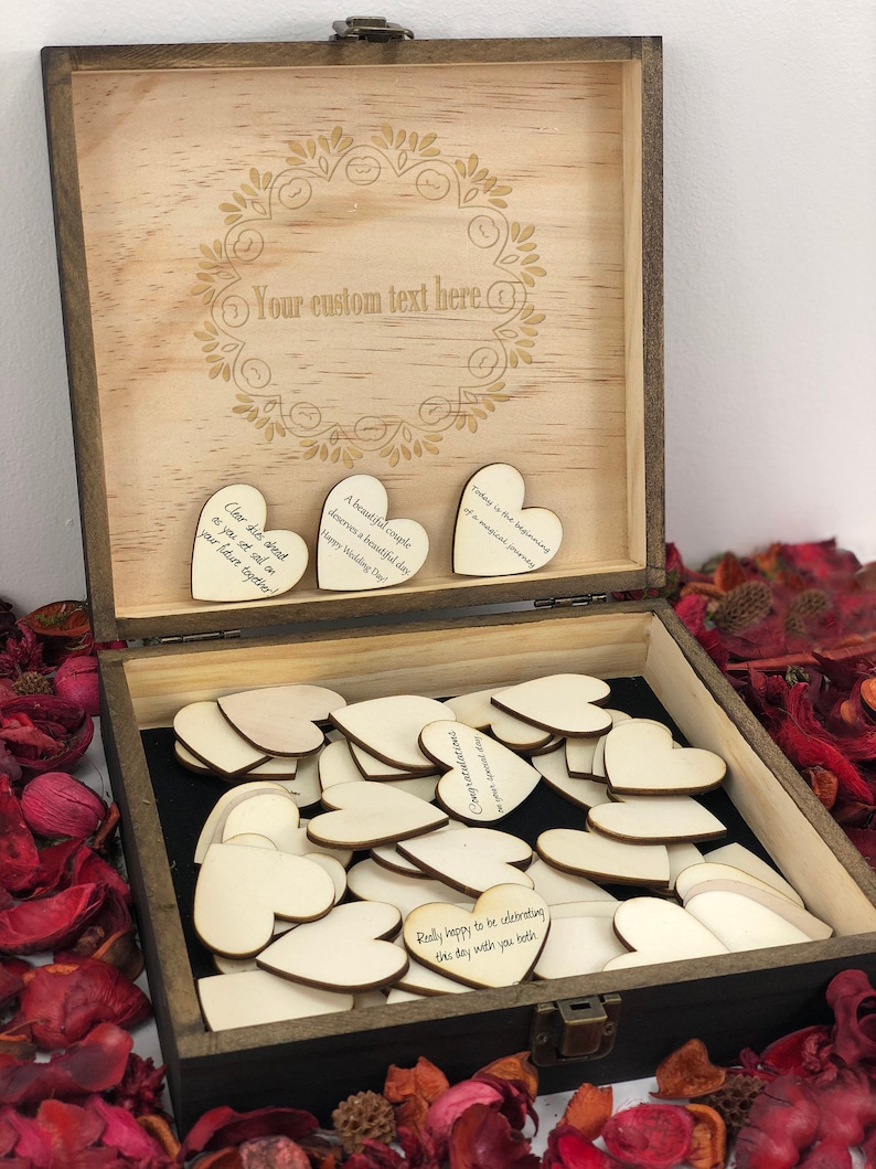 Guest Box with hearts Wooden Guest Book Drop Box Wedding Guest Book Alternative Guest Book Custom Guest Book Wedding box Wedding gift