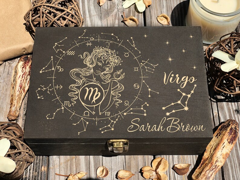 Virgo Zodiac Box, Zodiac Gifts, Custom Box Zodiac Sign, Astrolog