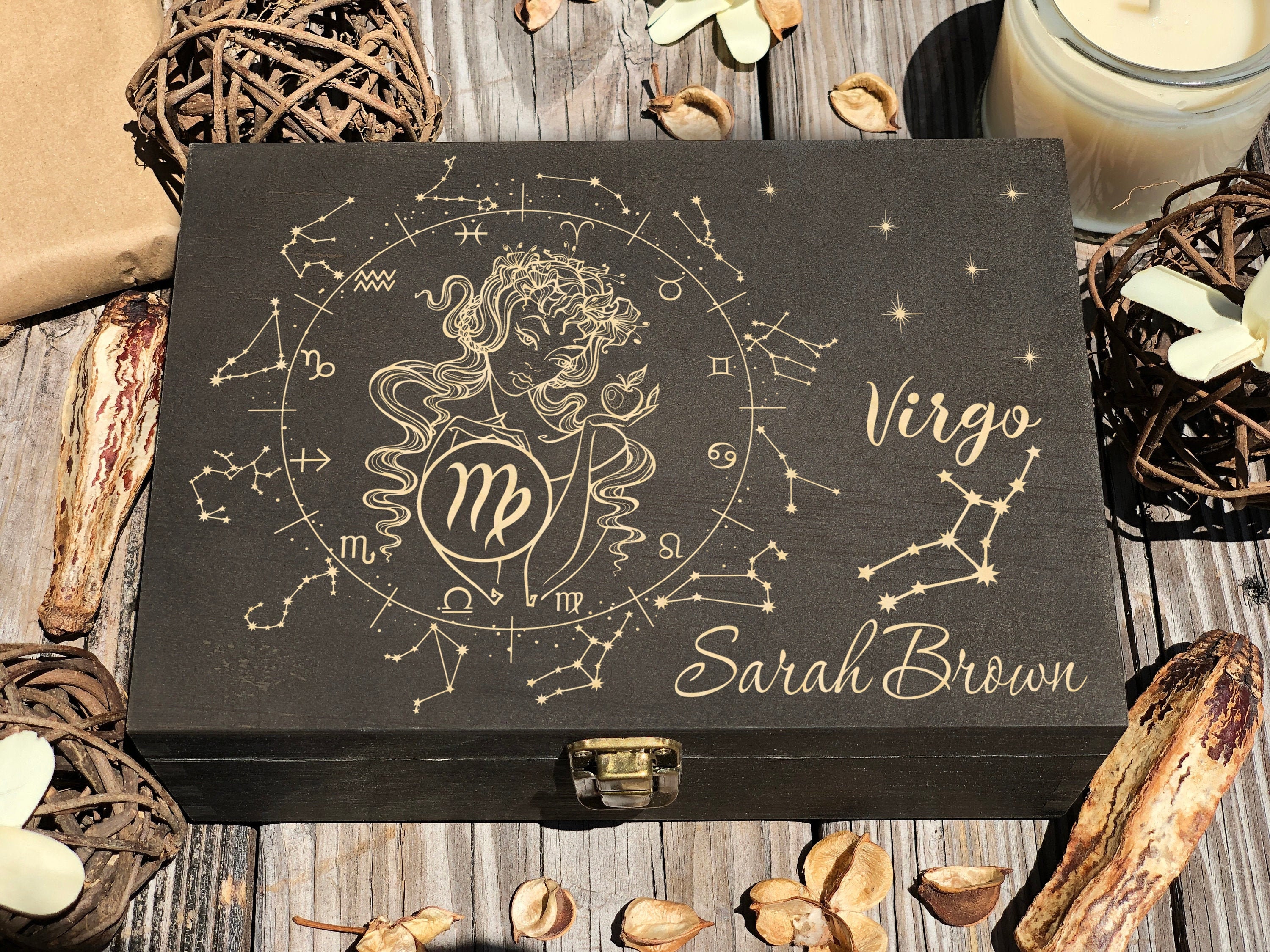 Virgo Zodiac Box, Zodiac Gifts, Custom Box Zodiac Sign, Astrology Gif…