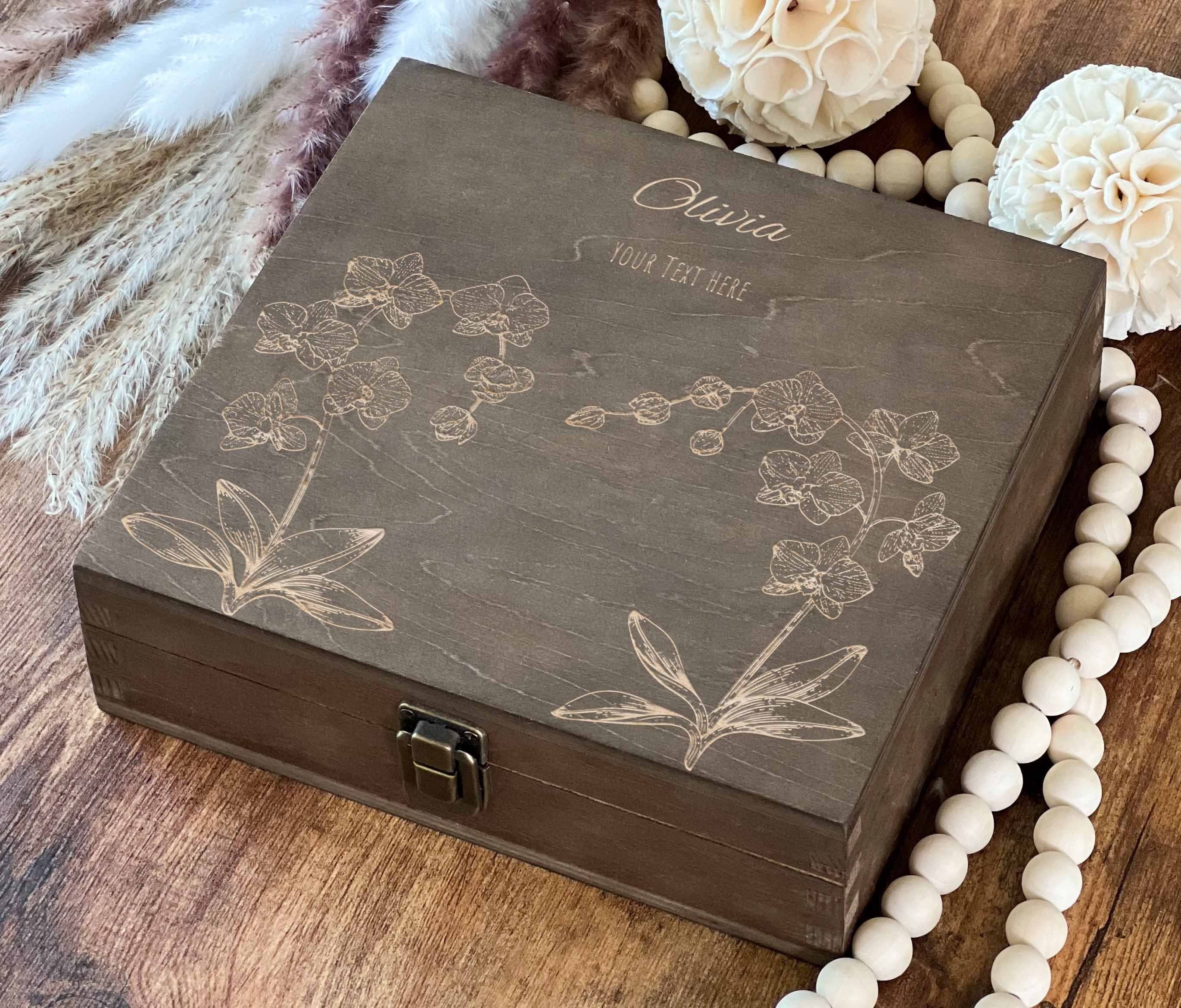 Personalized Orchid Flower Wooden Keepsake Box: Engagement Gift - Etsy
