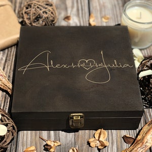 Personalized Wooden Anniversary Gift Box – Custom Memory Keepsake Box for Wedding, Boyfriend, and Couples Celebration