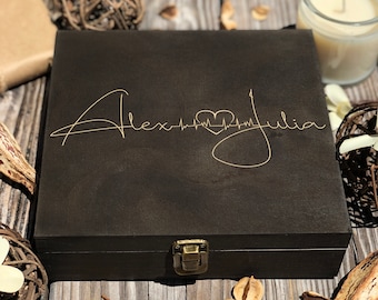 Personalized Wooden Keepsake Box – Anniversary Memory Box, Custom Engraved