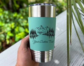 Begin Your Journey: Customizable 20oz Leather Tumbler - Ideal Adventure Companion for Birthdays and Anniversaries