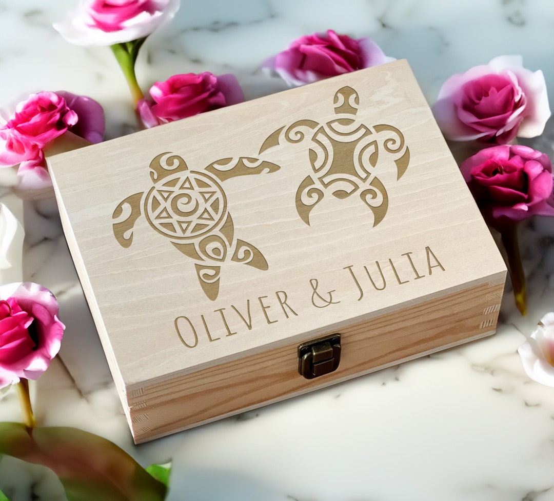 Engraved Celtic Turtle Wooden Box: Personalized Keepsake Jewelry Case ...