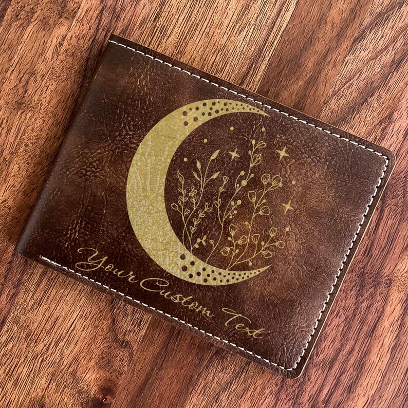 Moon Design kunstleren portemonnee: op maat gegraveerd heksencadeau afbeelding 8