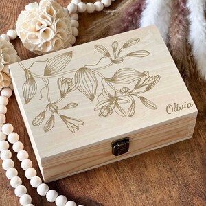 Birthday Box For Her, Vanilla Flower Box, Memory Box, Personalized Anniversary Gift, Wooden Box With Lock, Keepsake Gift Box, Storage Box