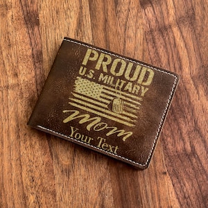 US Military Mom Wallet: Personalized Flag Engraving, PU Leatherette