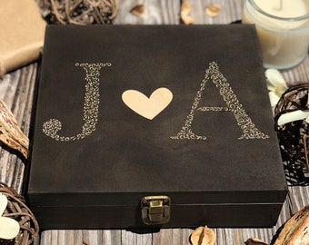 Personalized Initial Heart Keepsake Box, Monogram Memory Gift