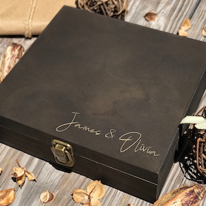 Personalized Box For Couple, Wooden Box, Custom Name Box, Couples Gift, Wedding Gift Box, Anniversary Gift, Gift For Husband, Christmas art
