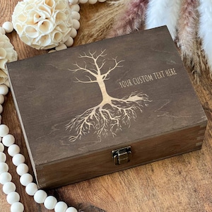 Wedding Anniversary Gift, Wooden Box, Memorial Box, Tree Custom Box, Keepsake Box, Personalized Family Gifts, Parent Gifts Wedding