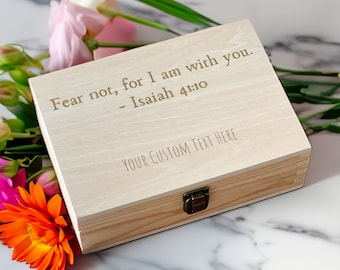 Isaiah 41:10 Engraved Wooden Keepsake Box – Personalized Gift