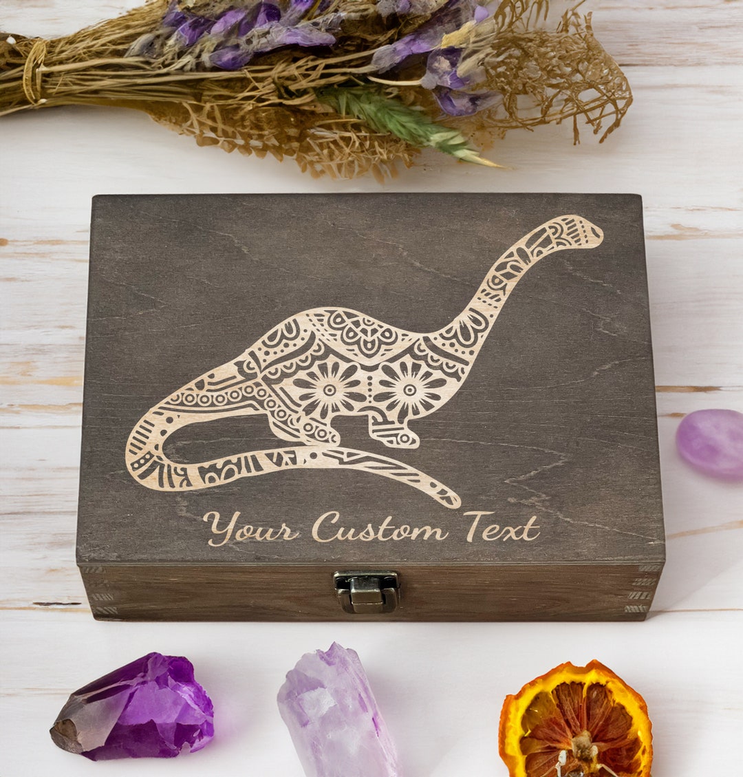 Engraved Dinosaur Wooden Keepsake Box - Custom Text, Memory Box - Etsy