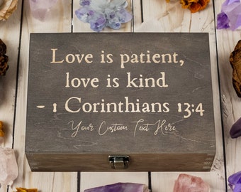 Personalized Wooden Keepsake Box – Love is Kind, Custom Engraved