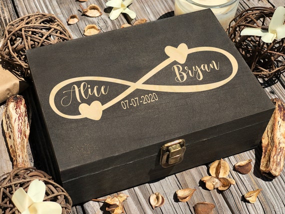 Personalized Wooden Keepsake Box: Engraved Infinity Sign, Memory