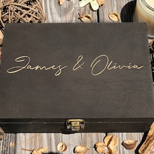 Scatola ricordo in legno personalizzata, regalo di nozze inciso