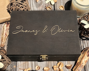 Personalized Wooden Keepsake Box, Engraved Wedding Gift
