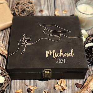 Memory Box Personalized Graduation Gift - Custom Engraved Keepsake for Him or Her - Unique Graduate Gift Idea