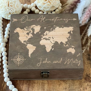 Our Adventures Box, Merry Christmas, Wooden Box, Custom Box, Keepsake Box, Memory Box, Wooden Anniversary Gift, Engraved Box, Travel Gifts image 4