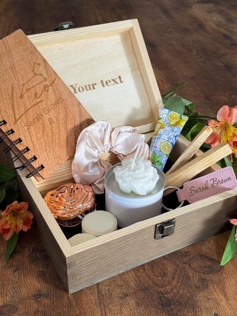 Personalized Leo Zodiac Keepsake Box, Astrology Birthday Gift Set image 6
