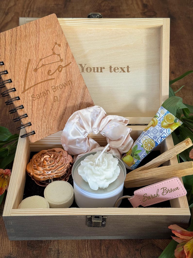 Personalized Leo Zodiac Keepsake Box, Astrology Birthday Gift Set image 5