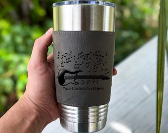 Personalized Guitar Tumbler, Engraved 20 oz Musician Gift