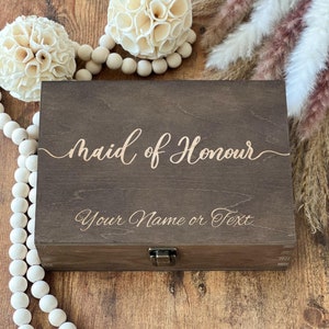 Made Of Honour, Personalized Named Box, Custom Name Box, Memory Box, Keepsake Box, Wooden Box, Gift For Wedding, Women Gift, Bridal, Shower