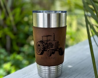 Vaso de 20 oz con tractor grabado: regalo de granja personalizado