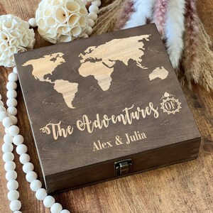 Keepsake Box, Adventure, World Map Box, Travel, Decorative, Personalized Box, Memory Box, Wedding Gift, Treasure, Wooden Box Anniversary image 5