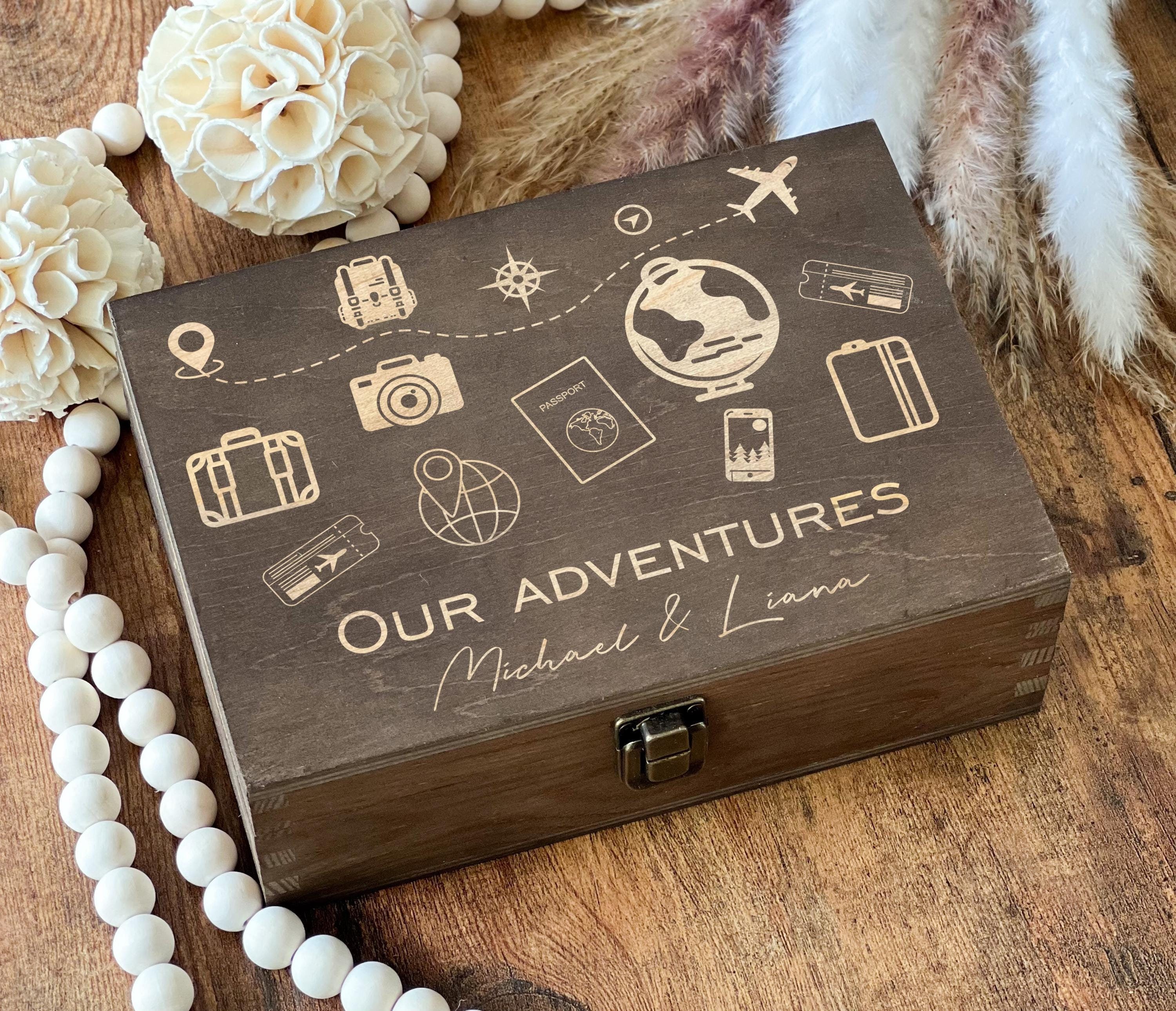 Personalized Wooden Keepsake Box: Custom Engraved Travel Memory Box - Etsy