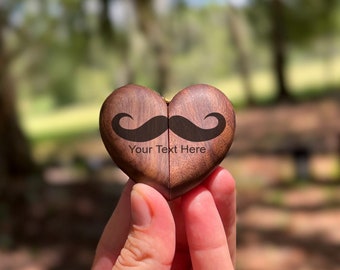 Handcrafted Ring Box with Mustache Engraving  Groom - Unique Wooden Keepsake with Personalized Detail   Box for Wedding Ceremony