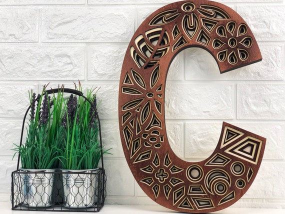 3d Wooden Letter C Letter Art The Letter C Letter C Wall Etsy