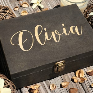 Custom Wooden Keepsake Box, Engraved Memory Box