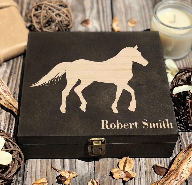 Horse Box Wooden Box Personalized Box Horse Memory Box Etsy