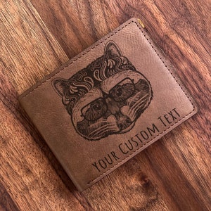 Cartera de piel de mapache: regalo ideal para los amantes de la vida silvestre: perfecta para papá, hermano, amigo, tío en Navidad o cumpleaños