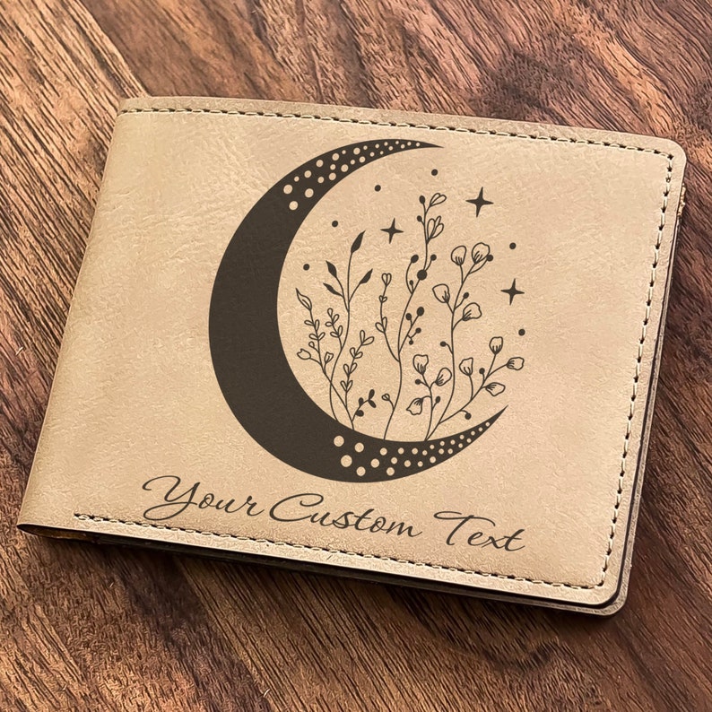 Moon Design kunstleren portemonnee: op maat gegraveerd heksencadeau afbeelding 7