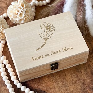 Minimalist Flower Box For Women, Personalized Wooden Box, Custom Engraving, Mothers Day Gift, Anniversary, Keepsake Box, Sympathy Flower