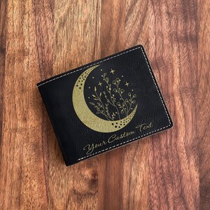 Moon Design kunstleren portemonnee: op maat gegraveerd heksencadeau afbeelding 2