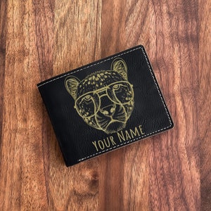 Cartera de cuero con diseño de leopardo: regalo único de vida silvestre, perfecto para papá, mamá, hermana, hermano, amigo en Navidad, cumpleaños