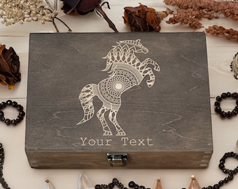 Personalized Horse Keepsake Box, Engraved Equestrian Memory Gift