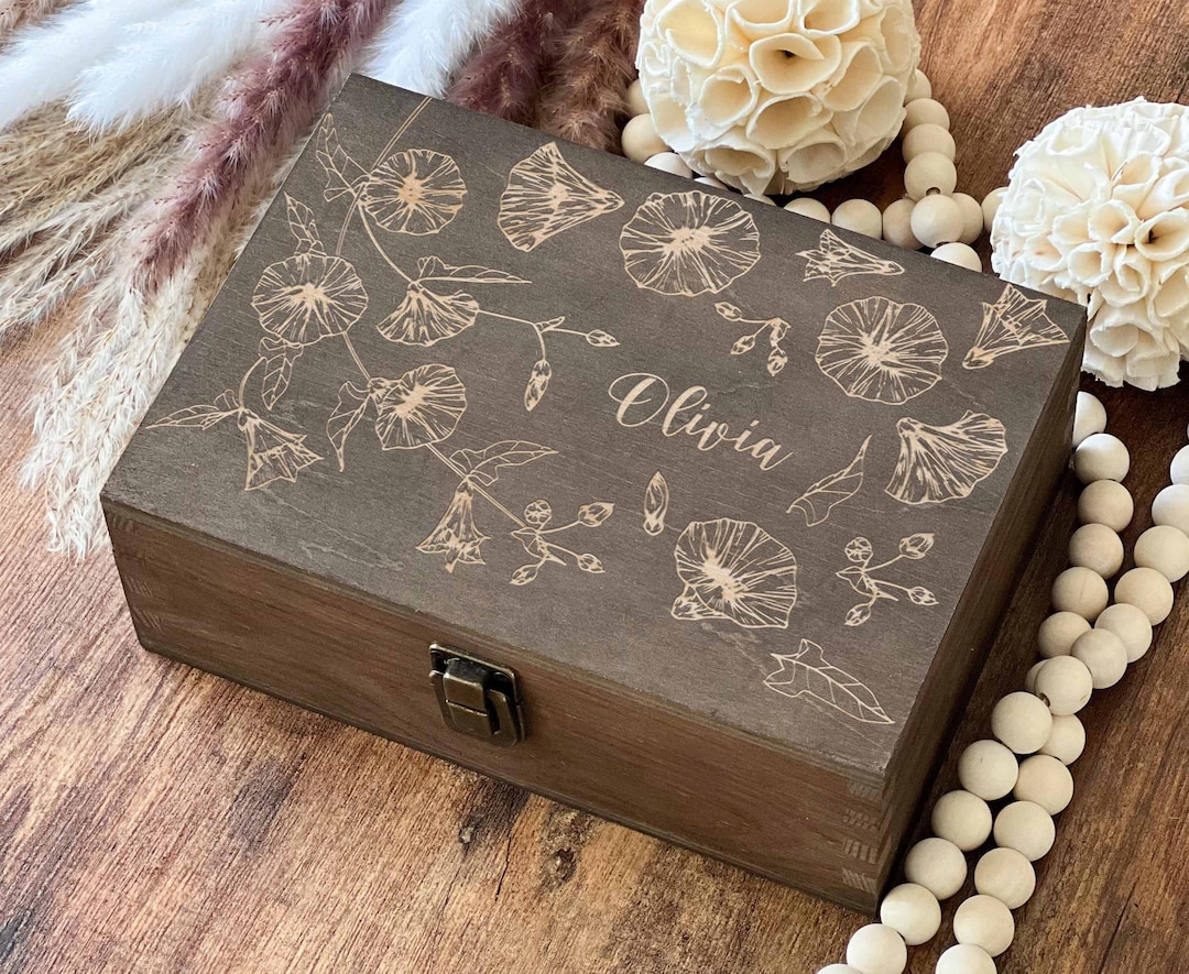 Graduation Memory Box, Morning Glory Flower, Memory Box, Keepsake Box