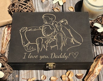 Personalisierte gravierte Erinnerungsbox, Vatertagsgeschenk