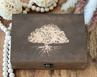 Tree Custom Box, Wooden Box, Memorial Box, Keepsake Box, Personalized Thank You Gift Box, Wedding Anniversary Gift, Best Friend Wedding Gift