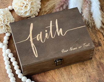 Faith, Personalized Box, Custom Name Box, Memory Box, Keepsake Box, Wooden Box, Wedding Gift, Unique Gift, Love Box, Storage Gift