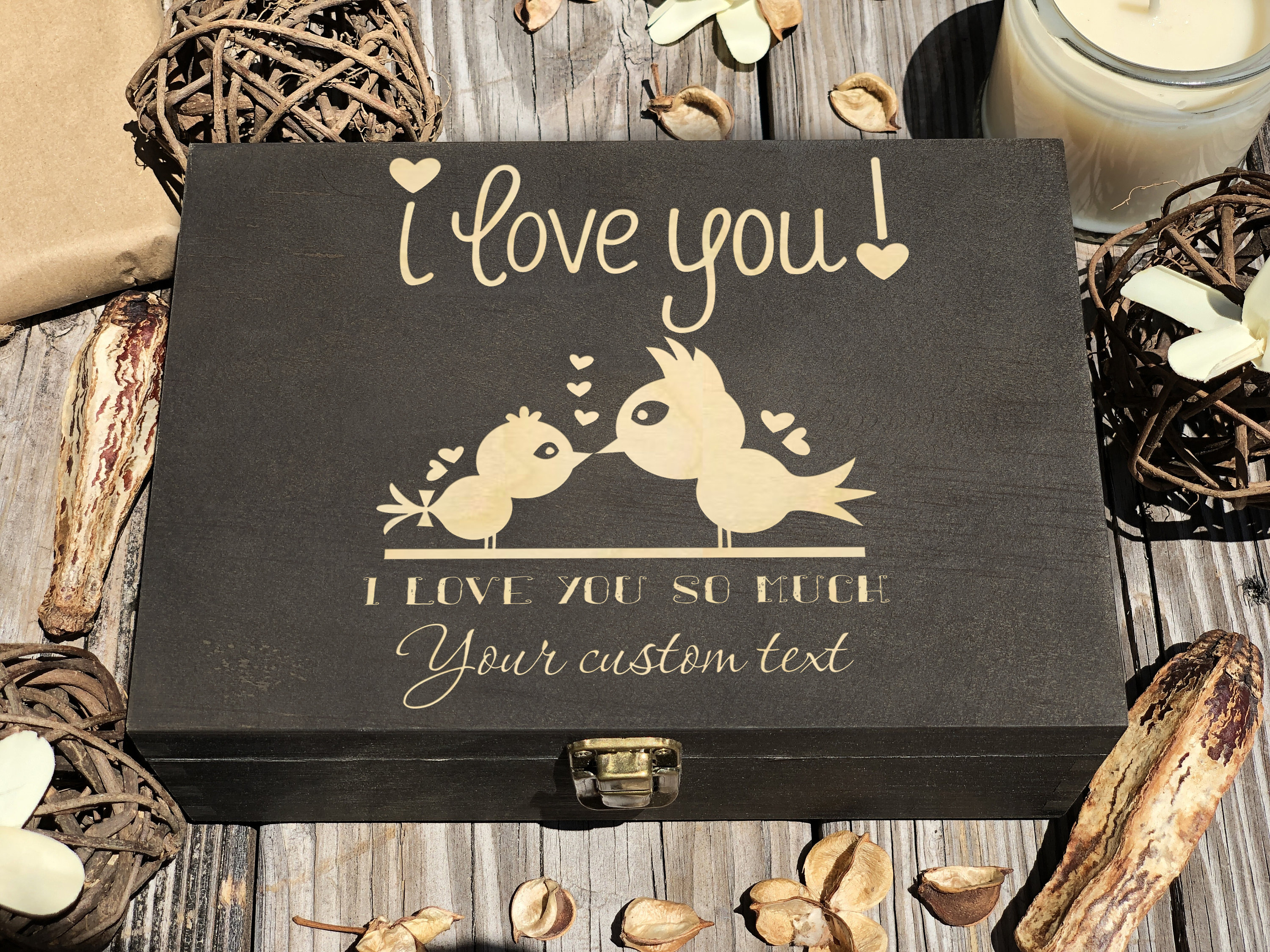 Personalized Box Wooden Box I Love You Box Valentine's Etsy UK