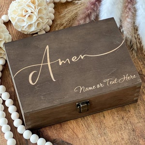 Amen, Baptism Personalized Box, Custom Name Box, Memory Box, Keepsake Box, Wooden Box, Baptism Gift Box, Unique Gift, Love Box, Storage Gift